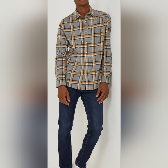 Matalan Other - Matalan Easy Grey & Ochre Check Shirt Size M